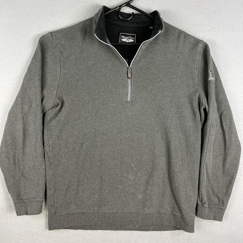 Straight‎ Down Golf 1/4 Zip Mens L LochenHeath Embroidery Michigan Gray Pullover